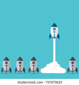 Think differently - Being different, taking risky, move for success in life -The graphic of rocket also represents the concept of courage, enterprise, confidence, belief, fearless, daring,