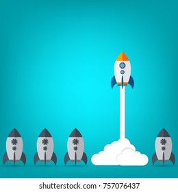 Think differently - Being different, taking risky, move for success in life -The graphic of rocket also represents the concept of courage, enterprise, confidence, belief, fearless, daring,