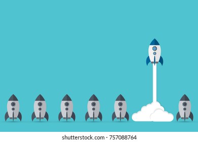 Think differently - Being different, taking risky, move for success in life -The graphic of rocket also represents the concept of courage, enterprise, confidence, belief, fearless, daring,