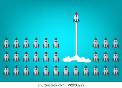 Think differently - Being different, taking risky, move for success in life -The graphic of rocket also represents the concept of courage, enterprise, confidence, belief, fearless, daring,