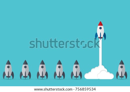Think differently - Being different, taking risky, move for success in life -The graphic of rocket also represents the concept of courage, enterprise, confidence, belief, fearless, daring,