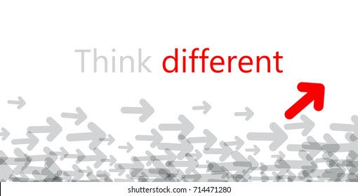 Think differently poster with colorful arrows. Vector motivation illustration.