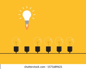 Think differently, standing out from the crowd -The graphic of light bulb represents business concept. New idea, change, trend, courage, creative solution, innovation and unique way concept. 