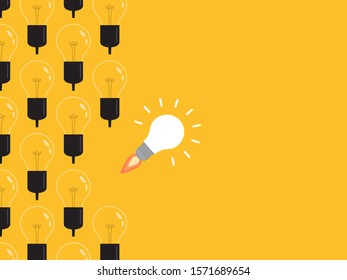 Think differently, standing out from the crowd -The graphic of light bulb represents business concept. New idea, change, trend, courage, creative solution, innovation and unique way concept. 