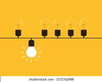 Think differently, standing out from the crowd -The graphic of light bulb represents business concept. New idea, change, trend, courage, creative solution, innovation and unique way concept. 
