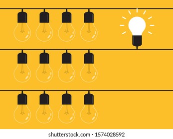 Think differently, standing out from the crowd -The graphic of light bulb represents business concept. New idea, change, trend, courage, creative solution, innovation and unique way concept. 