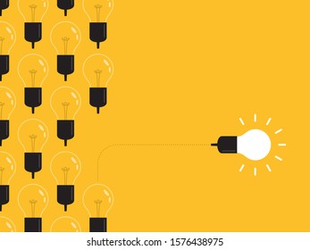 Think differently, standing out from the crowd -The graphic of light bulb represents business concept. New idea, change, trend, courage, creative solution, innovation and unique way concept. 