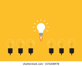 Think differently, standing out from the crowd -The graphic of light bulb represents business concept. New idea, change, trend, courage, creative solution, innovation and unique way concept. 