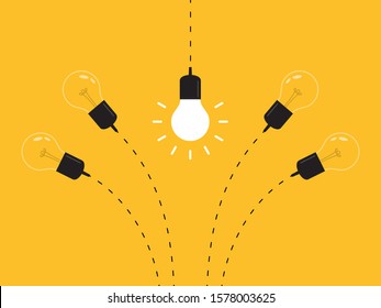 Think differently, standing out from the crowd -The graphic of light bulb represents business concept. New idea, change, trend, courage, creative solution, innovation and unique way concept. 