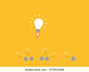 Think differently, standing out from the crowd -The graphic of light bulb represents business concept. New idea, change, trend, courage, creative solution, innovation and unique way concept. 
