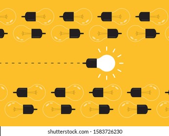 Think differently, standing out from the crowd -The graphic of light bulb represents business concept. New idea, change, trend, courage, creative solution, innovation and unique way concept. 