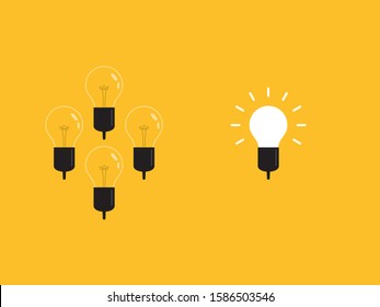 Think differently, standing out from the crowd -The graphic of light bulb represents business concept. New idea, change, trend, courage, creative solution, innovation and unique way concept. 