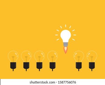 Think differently, standing out from the crowd -The graphic of light bulb represents business concept. New idea, change, trend, courage, creative solution, innovation and unique way concept. 