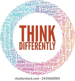 Think Differently word cloud conceptual design isolated on white background.