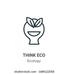 Think eco outline vector icon. Thin line black think eco icon, flat vector simple element illustration from editable ecology concept isolated stroke on white background