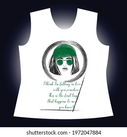 I think I'm falling in love with you somehow. This is the first trip that happens to me, you know? slogan lovely graphic design and cute flowers graphic design print for tee and t shirt and fabric