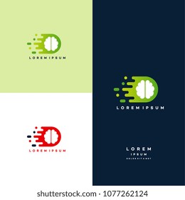 Think Fast Logo Template Design Vector, Brain Speed Fast Mind Logo Design Template
