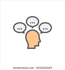 think filled outline icon. overthinking color line illustration.