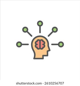 think filled outline icon. thinking color line illustration.