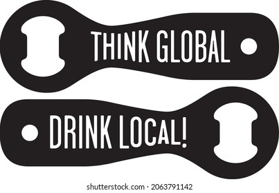 Think Global, Drink Local Craft Beer Design
Vector illustration of beer bottle openers for craft beer promotion or labels.