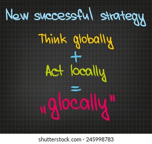 Think globally and act locally sketch words. For Business use