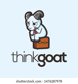 think goat, fun and playful  business logo vector