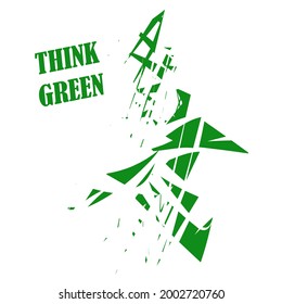 Think green - abstract geometric background. Environmental implications of the use of technology. Environmental protection concept.