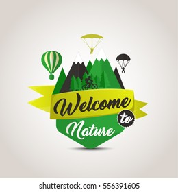 Think green. Green bakcground with eco elements.