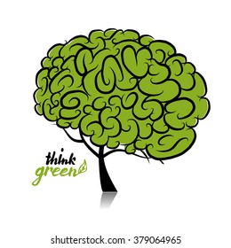 Think green. Brain tree concept for your design