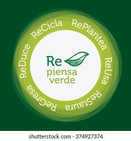 Think green concept logo in spanish