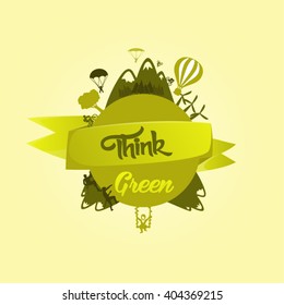Think Green concept. Vector illustration.