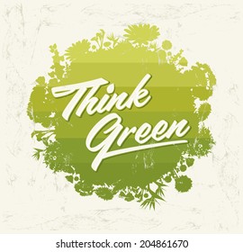 Think Green - Creative Eco Vector Design Element. Organic Bio sphere With vegetation.