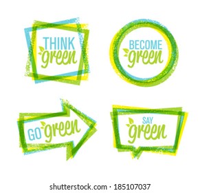 Think Green Creative Organic Eco Friendly Vector Design Elements Set