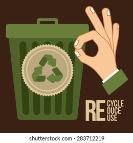 Think green design over brown background, vector illustration