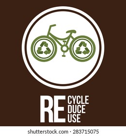 Think green design over brown background, vector illustration