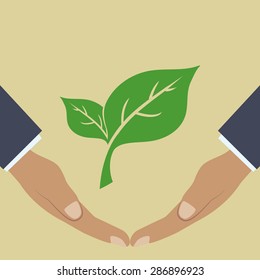Think green design over pastel background, vector illustration