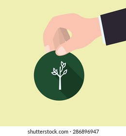 Think green design over pastel background, vector illustration