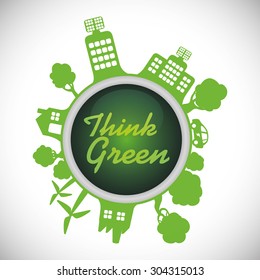 Think green digital design, vector illustration 10 eps graphic