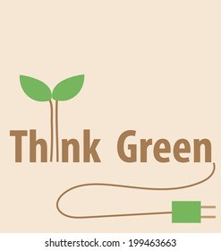 Pensemos en verde, concepto ecológico. Ilustración del vector