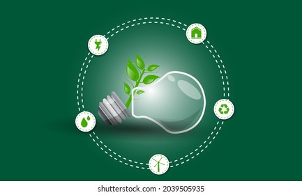 Think Green Eco energy flat icons climate change Renewable design