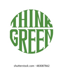 Think green eco symbol isolated on white, vector ecology logo concept