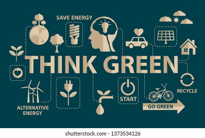 Think green. Ecology concept. save world vector illustration.