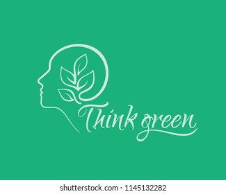Think green. Ecology concept, vector illustration.