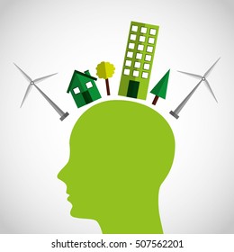 think green ecology icons vector illustration design