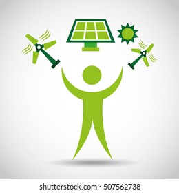 think green ecology icons vector illustration design