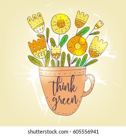 "Think green" flower print