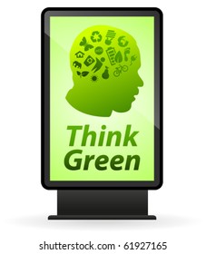Think green head in illuminated billboard