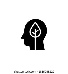Think Green Icon in black flat glyph, filled style isolated on white background
