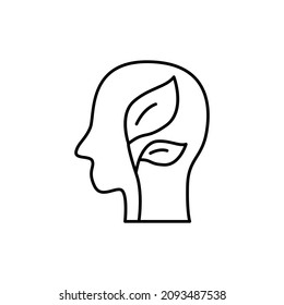 Think Green Icon in flat black line style, isolated on white background