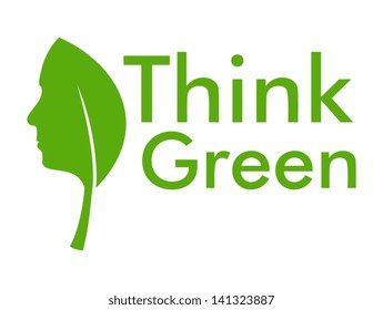 Think Green with leaf and human face